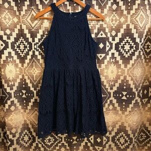 Altar’d State Navy Blue Dress, Crochet, Mesh Back Detail, Size Medium